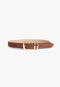 Belts: The Suede Jordan Belt - Tan/Polished Gold
