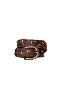 Belts: Half Sphere Studded Belt - Cognac