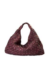 Bags: Atena Woven Shoulder Bag - Wine