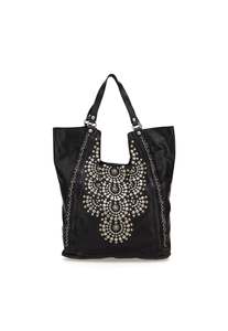 Camelia Studded Shopping Bag - Black