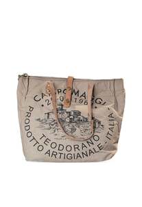 Bags: Genziana Fabric Shopping Bag - Hazelnut/Black