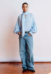 Bow Blouse - Raglan Pinstripe