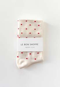 Patterned Sneaker Socks - Cream/Red