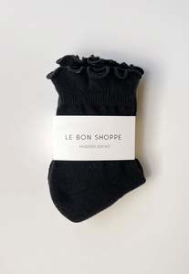 Ruffle Hugger Crew Socks - Black