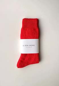 Modal Eyelet Socks - Poppy Red