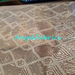 Silver Cream sequins on Mesh