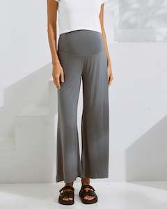 Bottoms-Pants: Debra Relax Crop Maternity Bamboo Pants in Grey