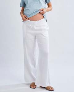 Maternity Pants: Giulia Maternity Linen Pants in White