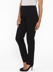 Maternity Pants Sale: Mid Waist Maternity Straight Leg Pants - Black