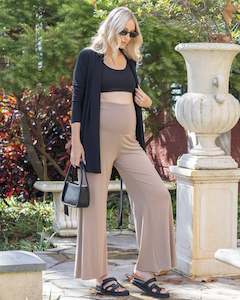 Outfits: "Home to Street" 3-Piece Maternity Set with Wide Leg Maternity Pant In Taupe