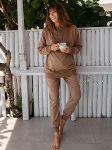 Outfits: Calla Maternity Tracksuit Set in Iced Latte