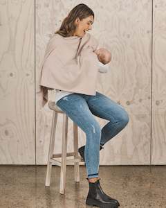 Nursing Knitwear: Luxury Moozie Mama Wrap/Poncho Maternity & Nursing Cover - Nude Pink