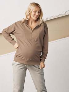 Stay Cozy Maternity Tracksuits: Calla Maternity Sweat Jumper in Iced Latte