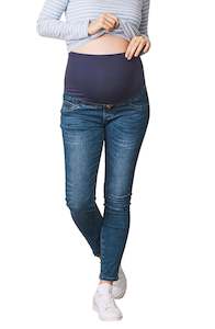 Maternity Jeans: Julie Maternity Over the Bump Skinny Denim Jeans in Indigo