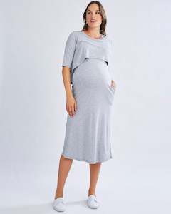 Donna Maternity & Nursing Flip Dress In Grey