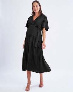 Maternity Party Dress: Cara Black Maternity Maxi Tiered Dress