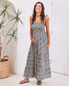 Maternity Maxi Lilliana Dress in Navy Floral