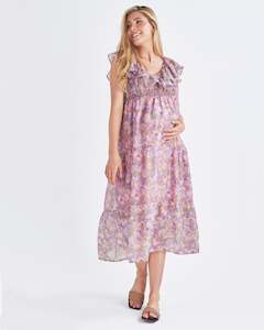 Daphne Reversible Maternity Baby Shower Dress in Lilac Floral