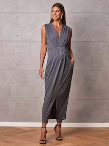 Maternity Party Dress: Maternity Evening Dress in Excalibur Grey