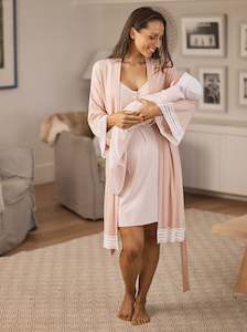 Save Money At All Our Bundle Set: 3-piece Hospital Pack Set in Pink:  Nightie + Robe +  Baby Wrap