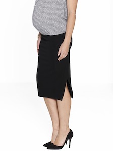 Maternity Petite Size: Maternity High Waist Stretchy Pencil Skirt - Black