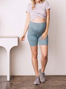 Maternity Shorts Sale: Maternity Cotton Bike Shorts - Blue Leopard