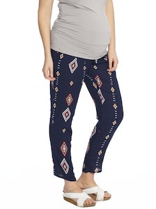 Sold Out: Maternity Tie Waist Drawstring Pants - Navy Print