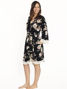 Sold Out: Nursing Robe in black floral