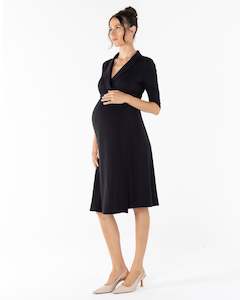 Angel Maternity Brand: Eve Maternity Classic Wrap Dress in Black
