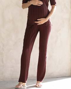 Sherry Wide Rib Maternity Lounge Pant in Chocolate Truffle