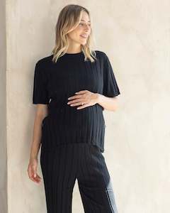 Alexis Side Split Maternity Top in Black