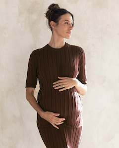 Alexis Side Split Maternity Top in Chocolate Truffle