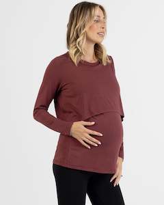 Leonie Maternity/ Nursing Flip Panel Top in Burgundy