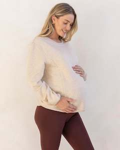 Maternity Casual Tops: Harper Maternity/Nursing Sweatshirt with Zipper in Cream