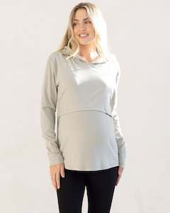 Maternity & Nursing Hoodie Breastfeeding Jumper-Pastel Green