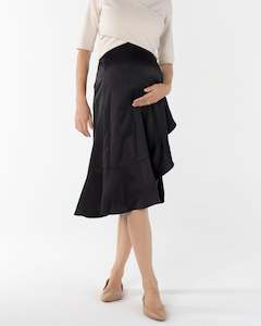 Christie Maternity Wrap Midi Skirt in Black