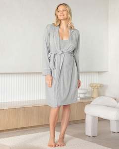 Hospital Essentials: Maternity Bamboo Cotton Robe – Marl Grey