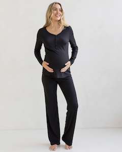 Amira 2-piece Maternity Sleepwear/Loungewear Set in Black