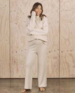 Maternity Pants: 2 Piece Oh-So-Cozy Maternity Knitted Set - Cream