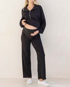 Comfort Wide Leg Maternity Sweatpants in Black