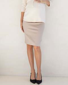 Maternity Straight Cut Ponti Work Skirt in Apricot