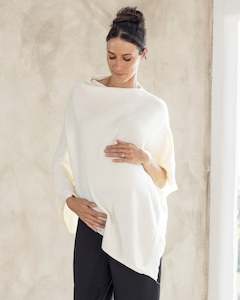 Nursing Knitwear: Winter White Maternity Nursing Poncho