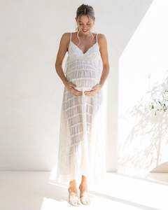 Baby Shower Dresses: Chloé Sheer Maternity Photoshoot Dress in White