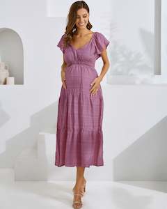 Lila Baby Shower Maternity Sundress in Plum