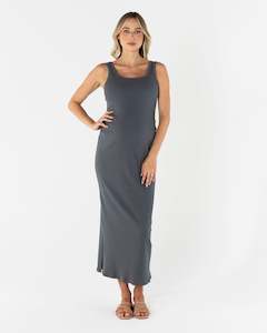 Eliza Maternity Maxi Dress In Slate Grey