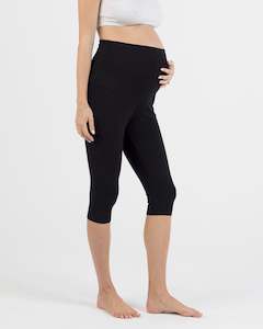 Deluxe Bamboo Cotton Maternity Knee Length Legging - Black