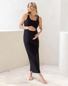 Eliza Maternity Maxi Dress In Black