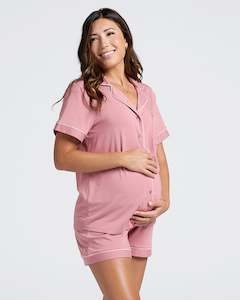 Maternity and Nursing Pyjama Set in Rose Pink