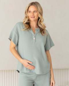 Amara Maternity Cotton Blend Lounge Top in Dusty Green