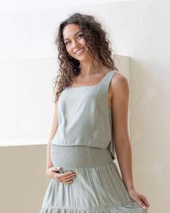 Luana Maternity Cropped Tank Top in Mint Green